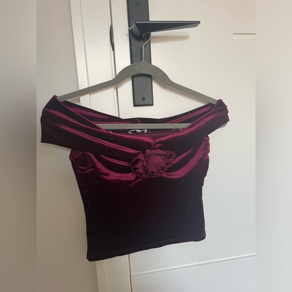 Reformation Velvet Off-Shoulder Top in XS - Picture 2 of 4